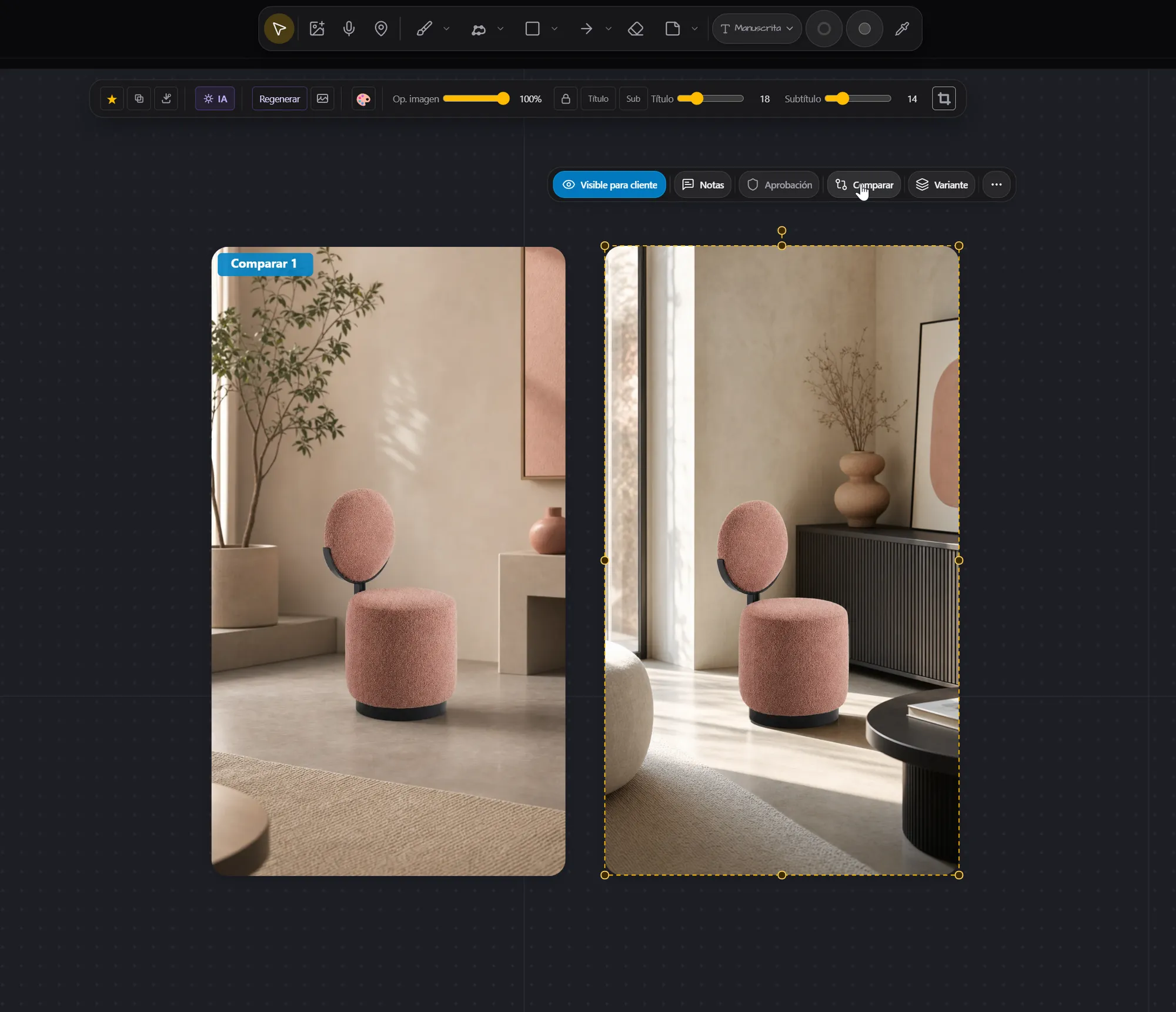 Visual image comparator — step 2
