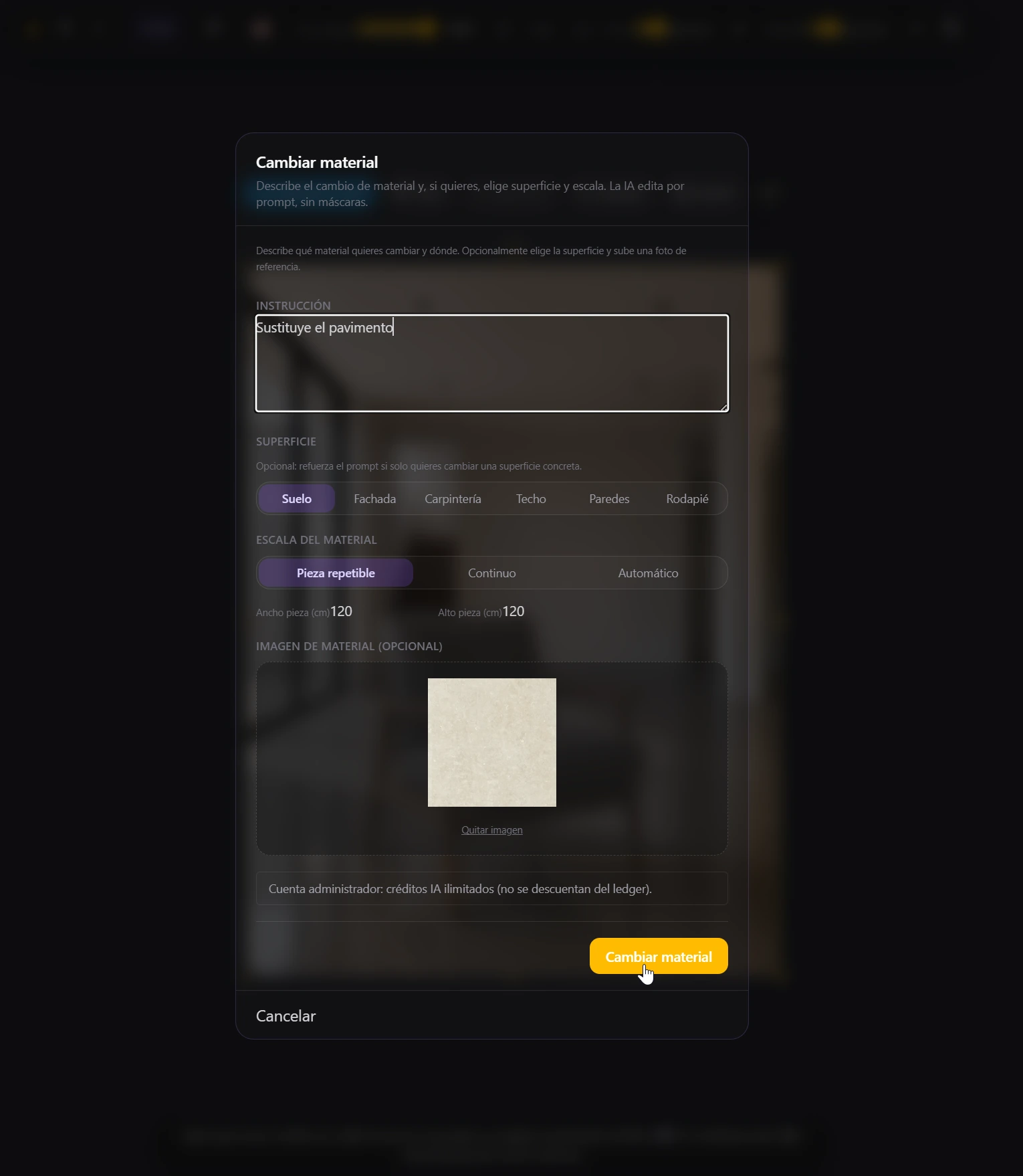 Change material — step 3