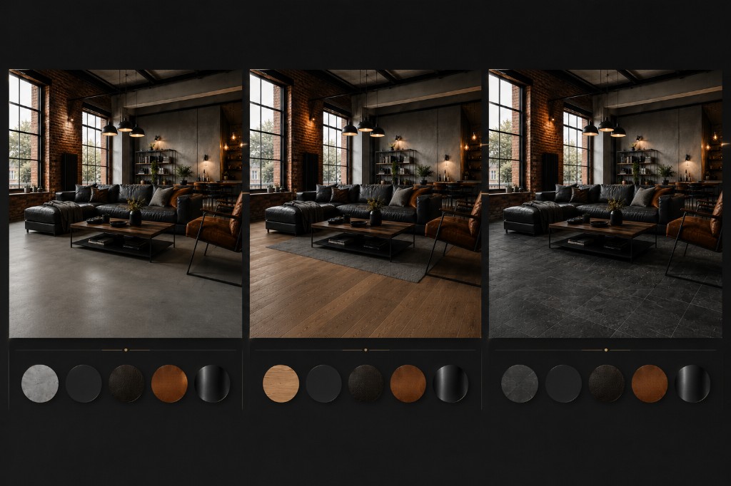 Flooring variants in the same space with option selector