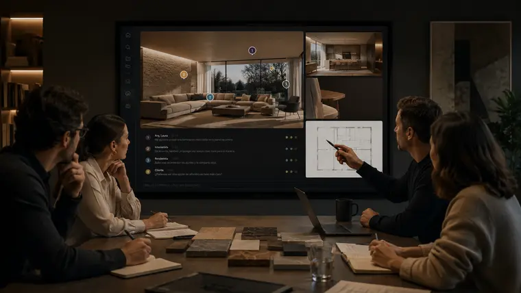 Team and client reviewing the board