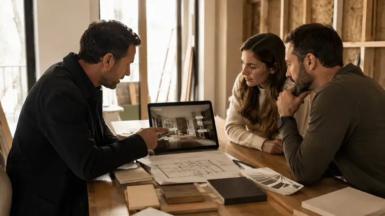 Interior designers reviewing materials